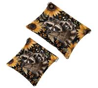 Anna Cowper 2Pcs Pocket Cosmetic Bag for Purses, Leather Small Makeup Bag Cosmetic Pouch, Portable No Zipper Makeup Pouch Coin Purse Jewelry Pouch, Dogs Paws Bones, Multicolor 5, Small and Large,