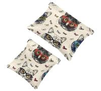 Anna Cowper 2Pcs Pocket Cosmetic Bag for Purses, Leather Small Makeup Bag Cosmetic Pouch, Portable No Zipper Makeup Pouch Coin Purse Jewelry Pouch, Galaxy Dream Catcher, Multicolor 7, Small and Large,