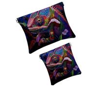 Anna Cowper 2Pcs Pocket Cosmetic Bag for Purses, Leather Small Makeup Bag Cosmetic Pouch, Portable No Zipper Makeup Pouch Coin Purse Jewelry Pouch, Corgis Love Heart, Multicolor 4, Small and Large,