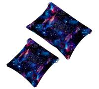 Anna Cowper 2Pcs Pocket Cosmetic Bag for Purses, Leather Small Makeup Bag Cosmetic Pouch, Portable No Zipper Makeup Pouch Coin Purse Jewelry Pouch, Nebula Dreamcatcher, Multicolor 1, Small and Large,