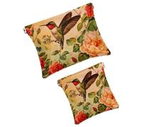Anna Cowper 2Pcs Pocket Cosmetic Bag for Purses, Leather Small Makeup Bag Cosmetic Pouch, Portable No Zipper Makeup Pouch Coin Purse Jewelry Pouch, Floral Music Notes, Multicolor 17, Small and Large,