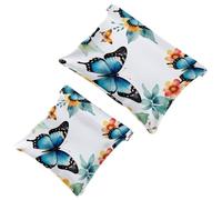 Anna Cowper 2Pcs Pocket Cosmetic Bag for Purses, Leather Small Makeup Bag Cosmetic Pouch, Portable No Zipper Makeup Pouch Coin Purse Jewelry Pouch, Vintage Florals Butterflies, Multicolor 6, Small and
