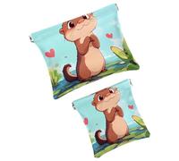 Anna Cowper 2Pcs Pocket Cosmetic Bag for Purses, Leather Small Makeup Bag Cosmetic Pouch, Portable No Zipper Makeup Pouch Coin Purse Jewelry Pouch, Giraffes Flower, Multicolor 3, Small and Large, Art