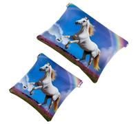 Anna Cowper 2Pcs Pocket Cosmetic Bag for Purses, Leather Small Makeup Bag Cosmetic Pouch, Portable No Zipper Makeup Pouch Coin Purse Jewelry Pouch, Fire Trucks Planes, Multicolor 4, Small and Large,