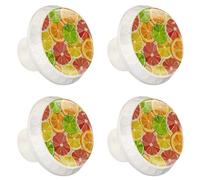 Anna Cowper 4 Pack 1.37 Inch Cabinet Knobs White Drawer Knobs Orange Grapefruit Lemon Single Hole Cabinet Hardware Kitchen Closet Dresser Knobs Handles Pulls for Home Bathroom