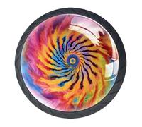 Anna Cowper 4 Pack Black Drawer Knobs, Tie Dye Spiral Cabinet Knobs Round Glass Knobs for Kitchen Cabinet Hardware Bathroom 35MM