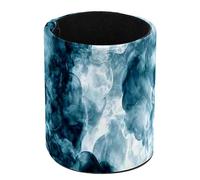 Anna Cowper Dark Blue Marble Print Pen Holder for Desk, Pencil Holder Desktop Organizers Stationery Supplies Storage, Cute Pencil Cup for Makeup Brush/Art Supplies, Office, Home, Leather