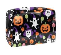 Anna Cowper Halloween Pumpkin Ghosts Cosmetic Bags, Portable Travel Makeup Bags with Zipper, PVC Cosmetic Pouch Small Toiletry Bag Organizer Bags, Multicolor 1, One Size