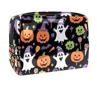 Anna Cowper Halloween Pumpkins Ghosts Cosmetic Bags, Portable Travel Makeup Bags with Zipper, PVC Cosmetic Pouch Small Toiletry Bag Organizer Bags, Multicolor 1, One Size