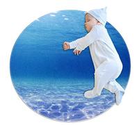 Anna Cowper Kids Soft Non Slip Interactive Round Rug Washable Underwater Sea Girls Boys Play Room Bedroom Nursery Mats 80cm x 80cm