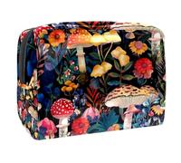 Anna Cowper Mushrooms Sunflowers Cosmetic Bags, Portable Travel Makeup Bags with Zipper, PVC Cosmetic Pouch Small Toiletry Bag Organizer Bags, Multicolor 20, One Size