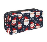Anna Cowper Pencil Case Large Capacity Pencil Pouch Multifunctional Pen Bag Office Stationery Organizer Portable Makeup Bag for Teenage Adult Women Men, Santa Claus Snowflakes