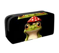 Anna Cowper Pencil Case Large Capacity Pencil Pouch Multifunctional Pen Bag Office Stationery Organizer Portable Makeup Bag for Teenage Adult Women Men, Mushroom Frog