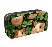 Anna Cowper Pencil Case Large Capacity Pencil Pouch Multifunctional Pen Bag Office Stationery Organizer Portable Makeup Bag for Teenage Adult Women Men, Guinea Pigs Clover