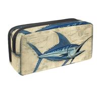 Anna Cowper Pencil Case Large Capacity Pencil Pouch Multifunctional Pen Bag Office Stationery Organizer Portable Makeup Bag for Teenage Adult Women Men, Vintage Swordfish Ocean