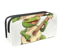Anna Cowper Pencil Case Large Capacity Pencil Pouch Multifunctional Pen Bag Office Stationery Organizer Portable Makeup Bag for Teenage Adult Women Men, Frog Play Guitar