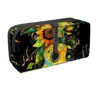 Anna Cowper Pencil Case Large Capacity Pencil Pouch Multifunctional Pen Bag Office Stationery Organizer Portable Makeup Bag for Teenage Adult Women Men, Sunflower Guitar