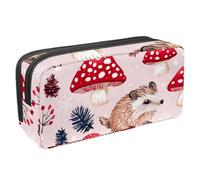 Anna Cowper Pencil Case Large Capacity Pencil Pouch Multifunctional Pen Bag Office Stationery Organizer Portable Makeup Bag for Teenage Adult Women Men, Hedgehogs Mushrooms Snowflake