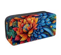 Anna Cowper Pencil Case Large Capacity Pencil Pouch Multifunctional Pen Bag Office Stationery Organizer Portable Makeup Bag for Teenage Adult Women Men, Peacock Flower Leaves