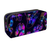 Anna Cowper Pencil Case Large Capacity Pencil Pouch Multifunctional Pen Bag Office Stationery Organizer Portable Makeup Bag for Teenage Adult Women Men, Neon Animal Paws