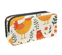 Anna Cowper Pencil Case Large Capacity Pencil Pouch Multifunctional Pen Bag Office Stationery Organizer Portable Makeup Bag for Teenage Adult Women Men, Chickens Floral