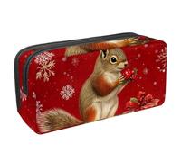 Anna Cowper Pencil Case Large Capacity Pencil Pouch Multifunctional Pen Bag Office Stationery Organizer Portable Makeup Bag for Teenage Adult Women Men, Christmas Squirrel
