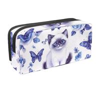 Anna Cowper Pencil Case Large Capacity Pencil Pouch Multifunctional Pen Bag Office Stationery Organizer Portable Makeup Bag for Teenage Adult Women Men, Cat Roses