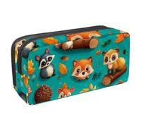 Anna Cowper Pencil Case Large Capacity Pencil Pouch Multifunctional Pen Bag Office Stationery Organizer Portable Makeup Bag for Teenage Adult Women Men, Fox Raccoon