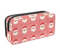 Anna Cowper Pencil Case Large Capacity Pencil Pouch Multifunctional Pen Bag Office Stationery Organizer Portable Makeup Bag for Teenage Adult Women Men, Christmas Santa Pink