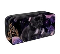 Anna Cowper Pencil Case Large Capacity Pencil Pouch Multifunctional Pen Bag Office Stationery Organizer Portable Makeup Bag for Teenage Adult Women Men, French Bulldogs Florals