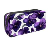 Anna Cowper Pencil Case Large Capacity Pencil Pouch Multifunctional Pen Bag Office Stationery Organizer Portable Makeup Bag for Teenage Adult Women Men, Purple Violet Flower
