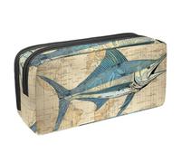 Anna Cowper Pencil Case Large Capacity Pencil Pouch Multifunctional Pen Bag Office Stationery Organizer Portable Makeup Bag for Teenage Adult Women Men, Vintage Swordfish