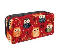 Anna Cowper Pencil Case Large Capacity Pencil Pouch Multifunctional Pen Bag Office Stationery Organizer Portable Makeup Bag for Teenage Adult Women Men, Owl Xmas