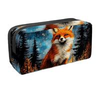 Anna Cowper Pencil Case Large Capacity Pencil Pouch Multifunctional Pen Bag Office Stationery Organizer Portable Makeup Bag for Teenage Adult Women Men, Fox Starry Forest