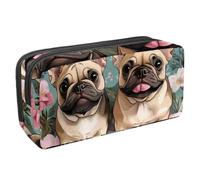 Anna Cowper Pencil Case Large Capacity Pencil Pouch Multifunctional Pen Bag Office Stationery Organizer Portable Makeup Bag for Teenage Adult Women Men, French Bulldogs Flower