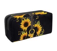 Anna Cowper Pencil Case Large Capacity Pencil Pouch Multifunctional Pen Bag Office Stationery Organizer Portable Makeup Bag for Teenage Adult Women Men, Sunflower Guitar