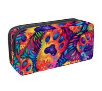 Anna Cowper Pencil Case Large Capacity Pencil Pouch Multifunctional Pen Bag Office Stationery Organizer Portable Makeup Bag for Teenage Adult Women Men, Neon Dogs Paws