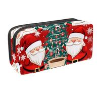 Anna Cowper Pencil Case Large Capacity Pencil Pouch Multifunctional Pen Bag Office Stationery Organizer Portable Makeup Bag for Teenage Adult Women Men, Christmas Santa