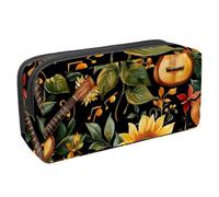 Anna Cowper Pencil Case Large Capacity Pencil Pouch Multifunctional Pen Bag Office Stationery Organizer Portable Makeup Bag for Teenage Adult Women Men, Guitar Sunflowers