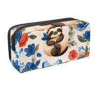 Anna Cowper Pencil Case Large Capacity Pencil Pouch Multifunctional Pen Bag Office Stationery Organizer Portable Makeup Bag for Teenage Adult Women Men, Sloth Floral