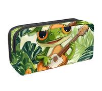 Anna Cowper Pencil Case Large Capacity Pencil Pouch Multifunctional Pen Bag Office Stationery Organizer Portable Makeup Bag for Teenage Adult Women Men, Music Play Guitar