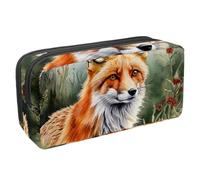 Anna Cowper Pencil Case Large Capacity Pencil Pouch Multifunctional Pen Bag Office Stationery Organizer Portable Makeup Bag for Teenage Adult Women Men, Fox