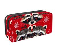 Anna Cowper Pencil Case Large Capacity Pencil Pouch Multifunctional Pen Bag Office Stationery Organizer Portable Makeup Bag for Teenage Adult Women Men, Christmas Raccoons
