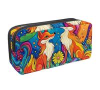 Anna Cowper Pencil Case Large Capacity Pencil Pouch Multifunctional Pen Bag Office Stationery Organizer Portable Makeup Bag for Teenage Adult Women Men, Fox Flower