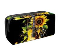 Anna Cowper Pencil Case Large Capacity Pencil Pouch Multifunctional Pen Bag Office Stationery Organizer Portable Makeup Bag for Teenage Adult Women Men, Sunflowers Guitar