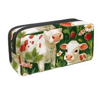 Anna Cowper Pencil Case Large Capacity Pencil Pouch Multifunctional Pen Bag Office Stationery Organizer Portable Makeup Bag for Teenage Adult Women Men, Cows Strawberry Daisies