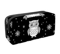 Anna Cowper Pencil Case Large Capacity Pencil Pouch Multifunctional Pen Bag Office Stationery Organizer Portable Makeup Bag for Teenage Adult Women Men, Snowflake Owl