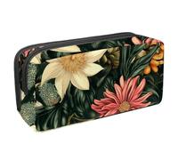 Anna Cowper Pencil Case Large Capacity Pencil Pouch Multifunctional Pen Bag Office Stationery Organizer Portable Makeup Bag for Teenage Adult Women Men, Tropical Leaves Flower