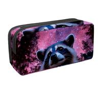 Anna Cowper Pencil Case Large Capacity Pencil Pouch Multifunctional Pen Bag Office Stationery Organizer Portable Makeup Bag for Teenage Adult Women Men, Starry Sky Forest Raccoon