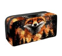 Anna Cowper Pencil Case Large Capacity Pencil Pouch Multifunctional Pen Bag Office Stationery Organizer Portable Makeup Bag for Teenage Adult Women Men, Fox Nebula Forest